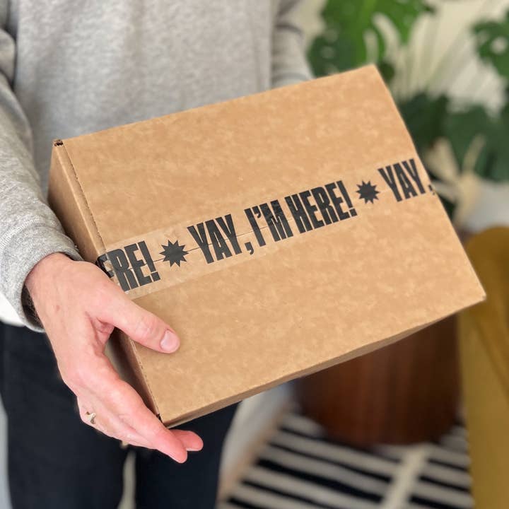 Shippy Tape - Wholesale Tape - Yay, I'm Here! Shipping Tape - Clear/Black