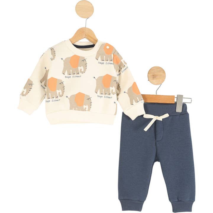 Conjunto infantil de 2 piezas con motivo de Elefante Brillante para venta al por mayor de Cheeky Nomads
