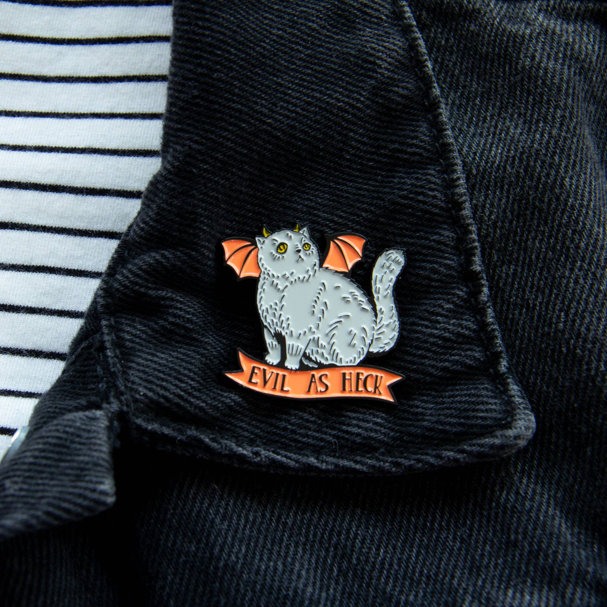 Ectogasm - Wholesale Lapel Pin/Button - "Evil As Heck" Halloween Devil Cat Enamel Pin3