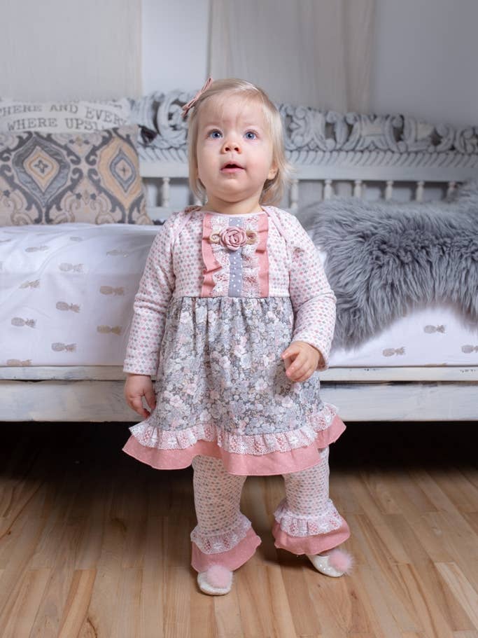 Conjunto de legging fruncido de niñas para venta al por mayor de Zaza Couture