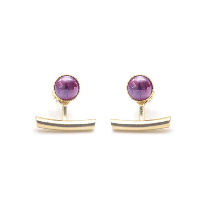 Purple amethyst earrings - Ariane pendant bars for wholesale by Aura bijoux