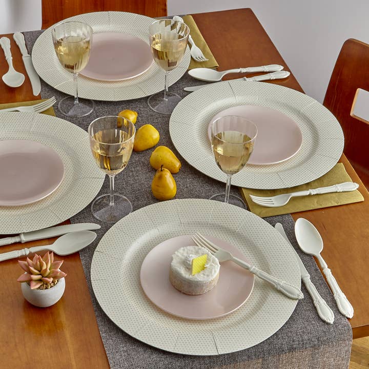 Silver Spoons - Wholesale Charger Plate - Champagne Glitz Design Charger Plates - 10 PC - 13"