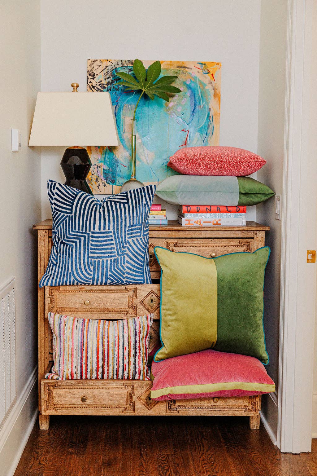 Andrews Lima and Wasabi Green Velvet Throw Pillow for wholesale on Faire6