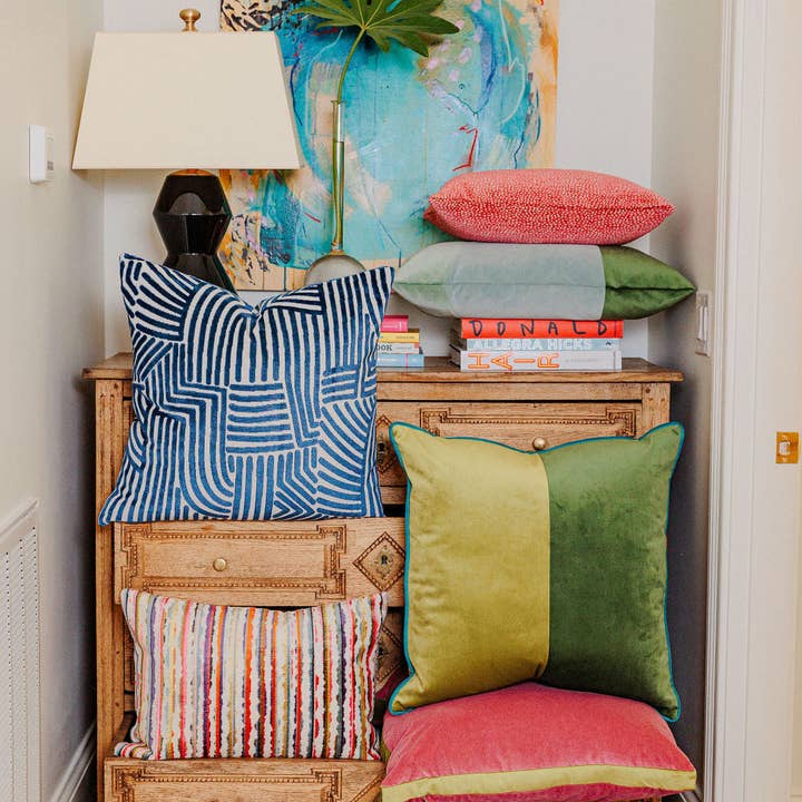 Andrews Lima and Wasabi Green Velvet Throw Pillow for wholesale on Faire6