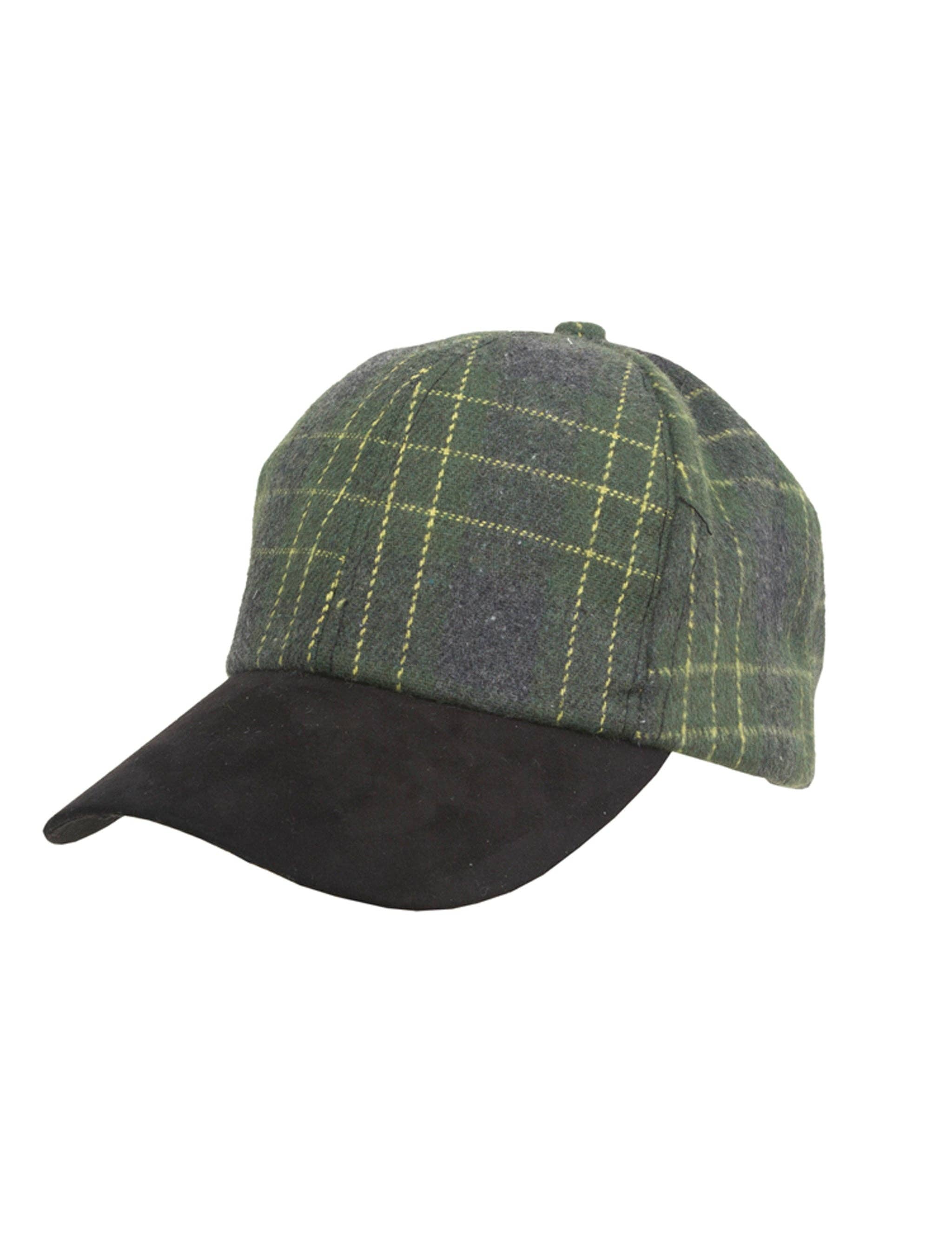 GREEN BLACK Magid Neon Check Pattern Baseball Cap for wholesale on Faire6