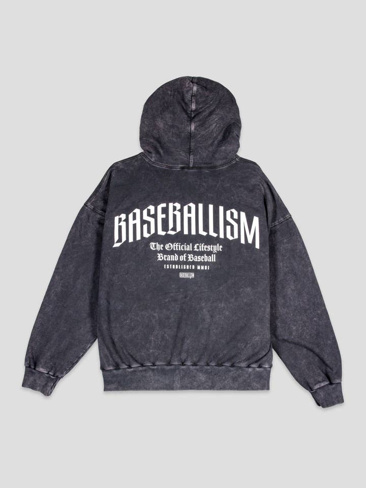 Ballplayer B Oversized Acid Wash Hoodie for wholesale by Baseballism