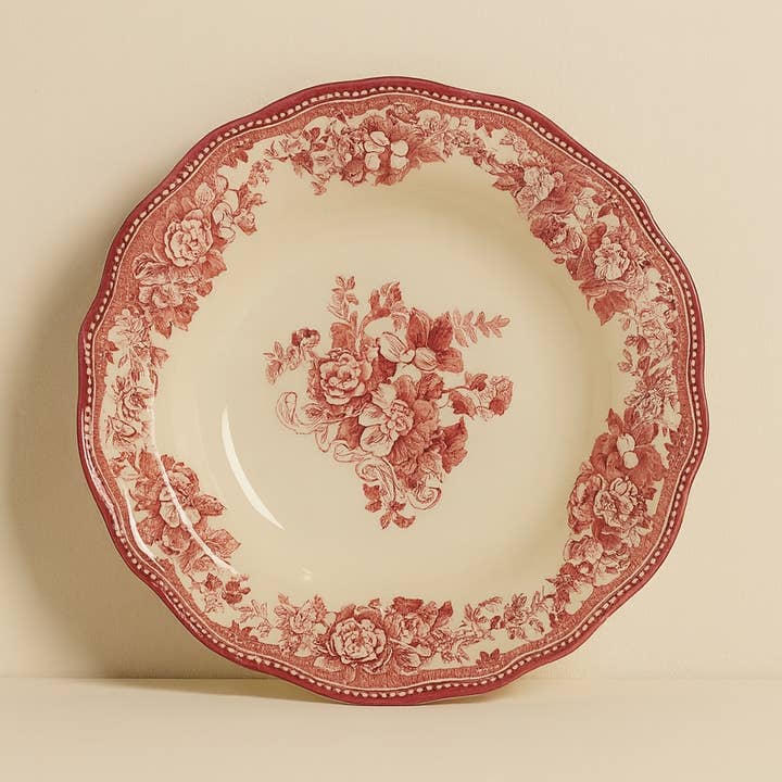 Faustine deep plate 22cm in pink porcelain for wholesale by Novastyl