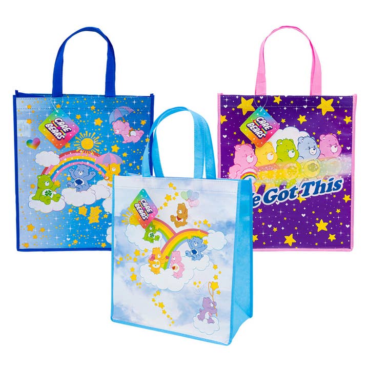 Care Bears Reusable Tote Bags 16 in Assorted Colors for wholesale by Deluxe Import Trading
