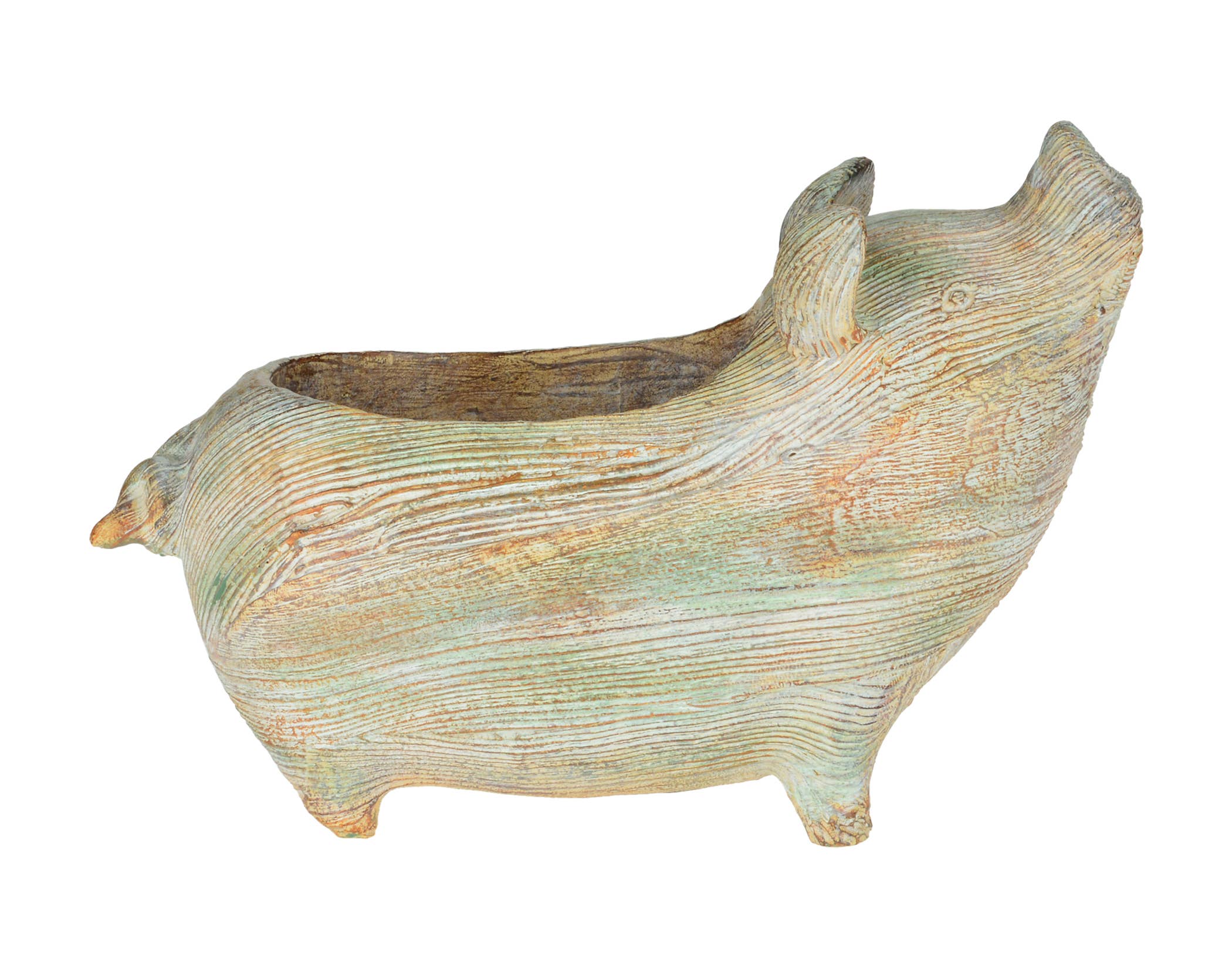 Christmas Tradition - Wholesale Plant Pot - 7" Stone-look Pig Planter0