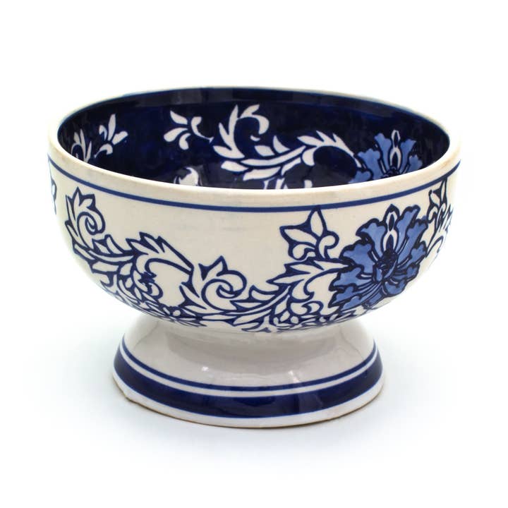 Blue Garden 6-Inch White Lotus Footed Bowl for wholesale by Euro Ceramica Home | ClayBarn