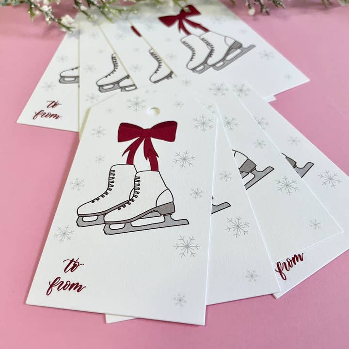 Ice Skate with Bow Holiday Gift Tags | Set of 8 for wholesale by ECLetters