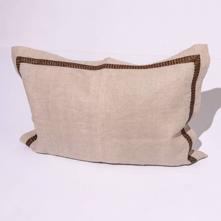 Fodera Naturale in Lino con Treccia in Pelle 40 x 65 per la vendita all'ingrosso da parte di BHD HOME