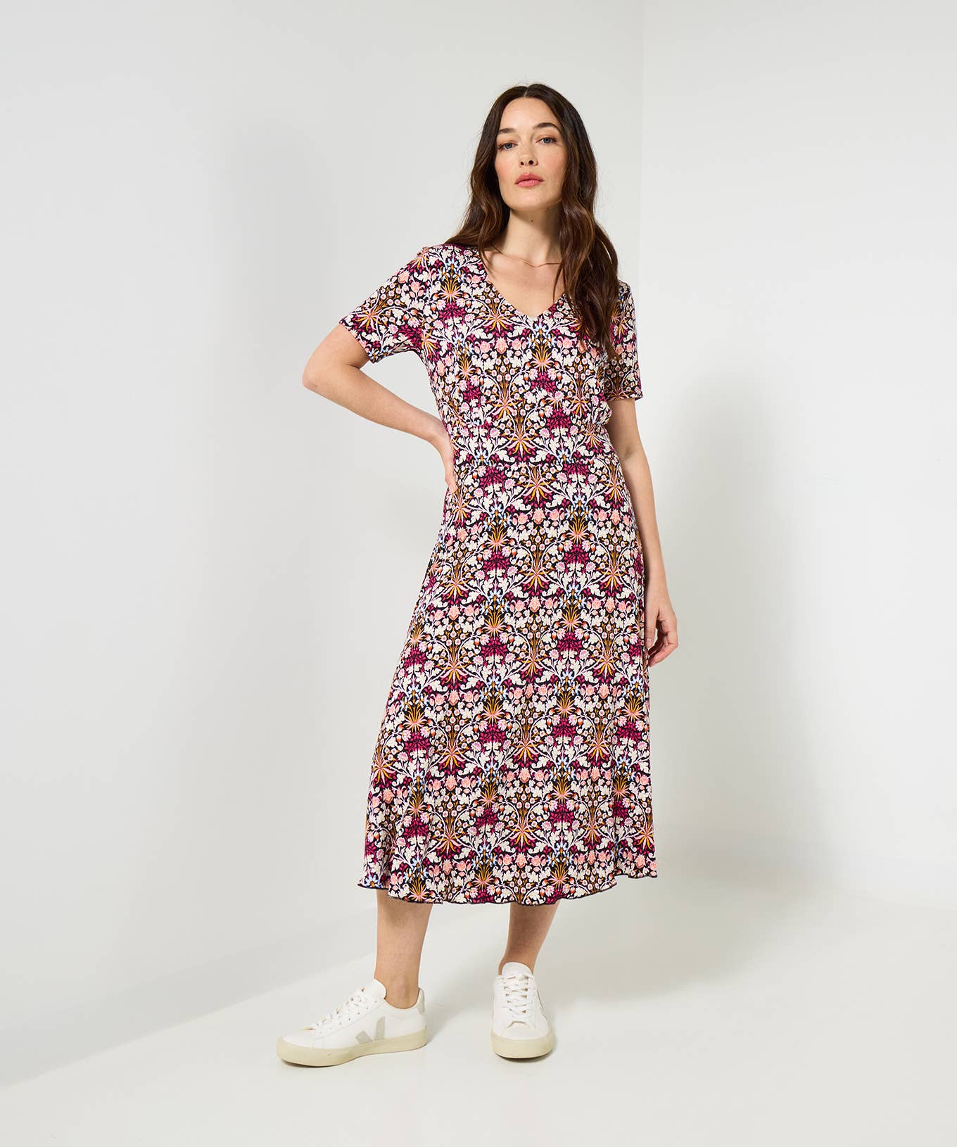 Plum Radiant Reversible Printed Jersey Dress for wholesale on Faire7