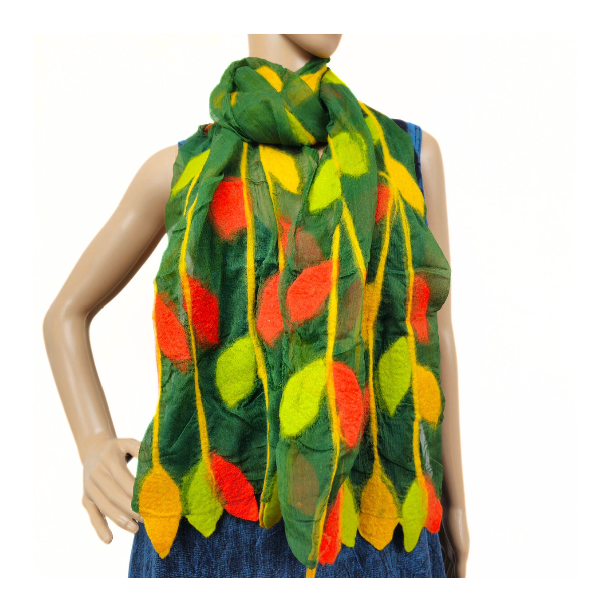 Feltiful - Wholesale Scarf - Women's - Leaf Merino Wool Handmade Felt Scarf11