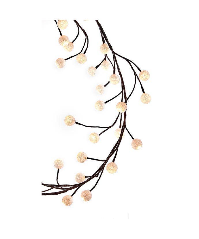 Kurt S. Adler, Inc. - Wholesale Bunting/Garland - 6' BRN GARLAND+WM W COTTN BALL 48L LED1