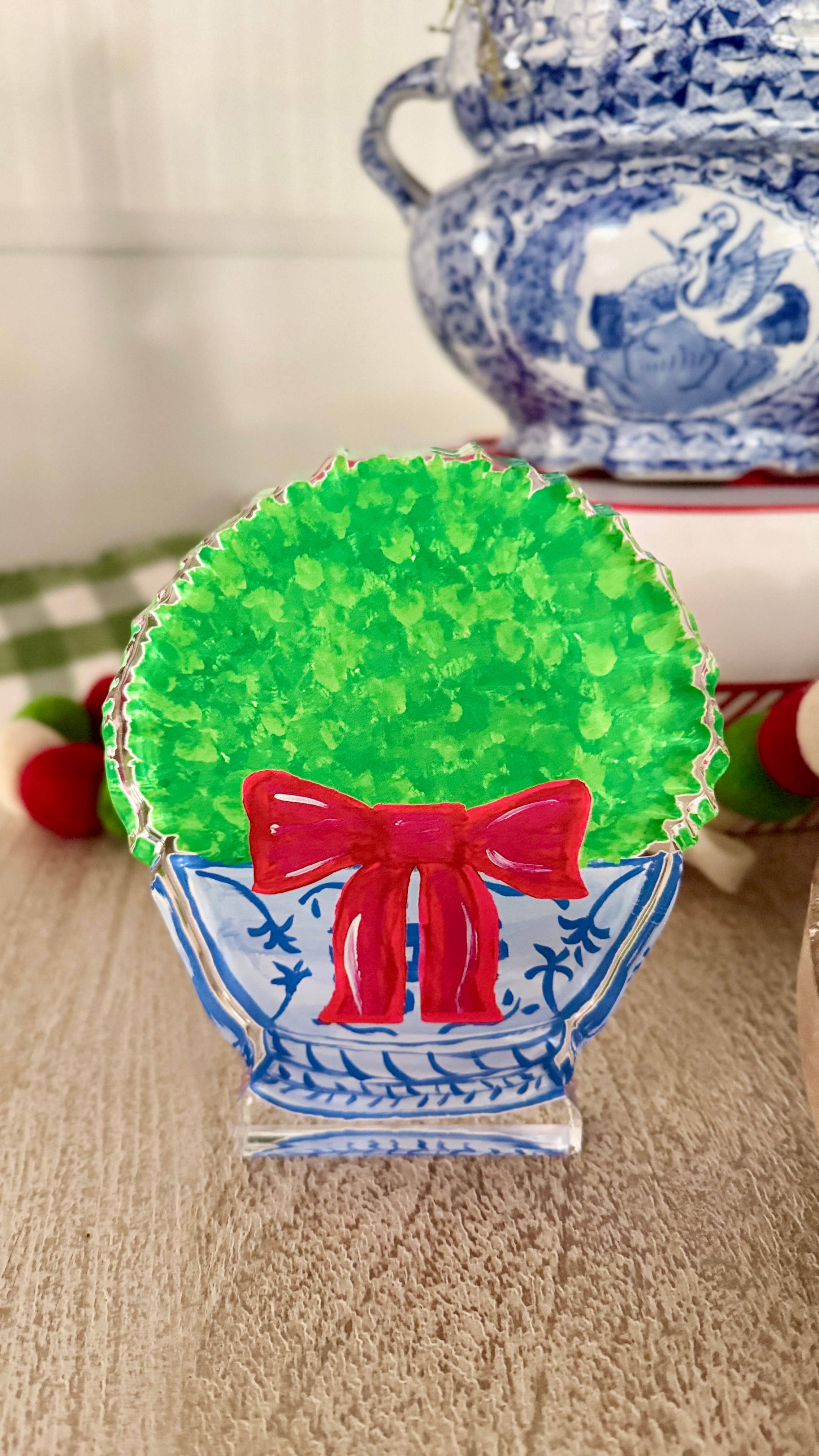 Lemondaisy Design - Wholesale Christmas Decoration - Acrylic Block Chinoiserie Christmas Boxwood7