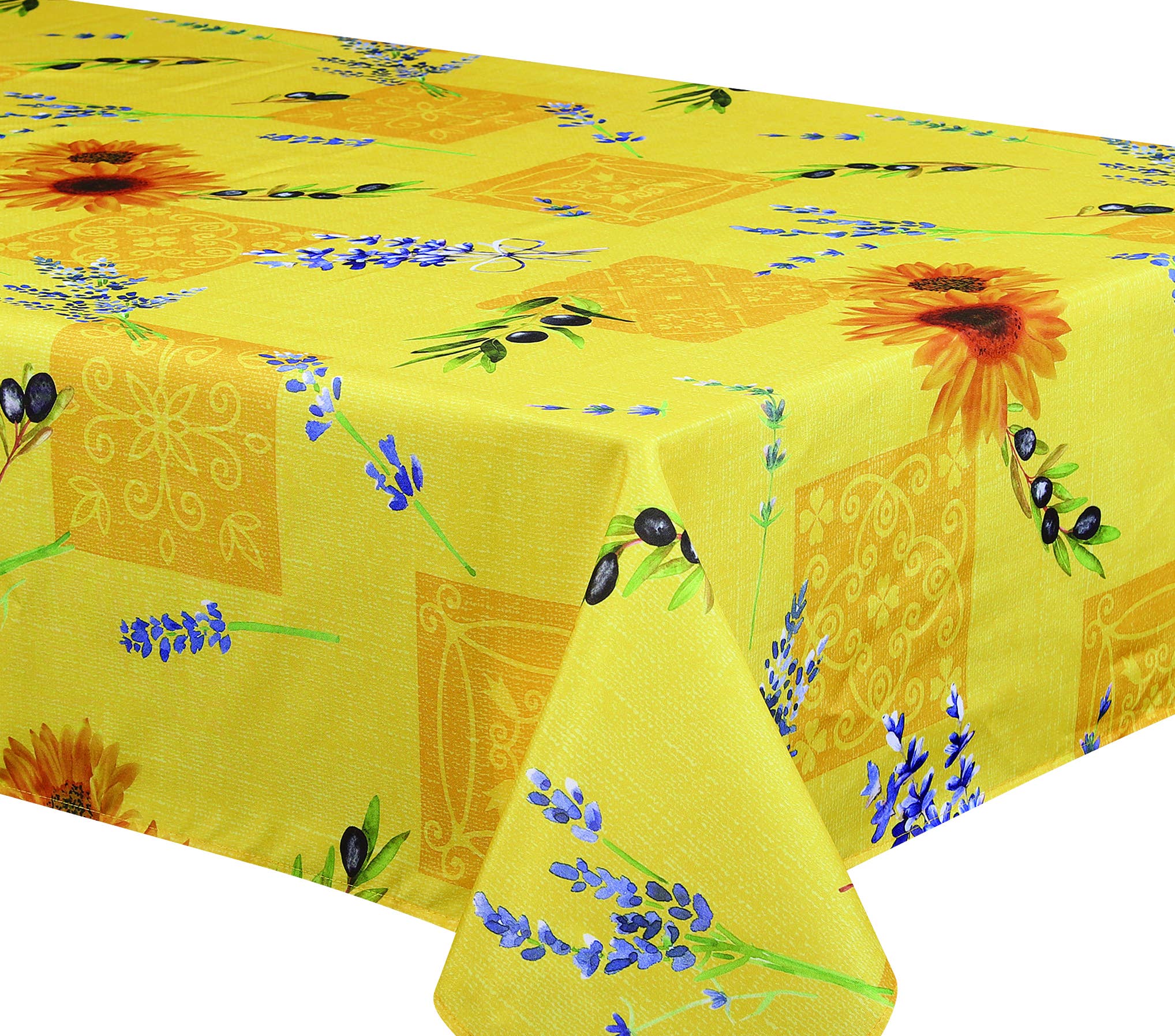 Texstyles Deco Inc. - Vente Nappes - Oliviera - Jaune - Nappe 100 % Polyester1