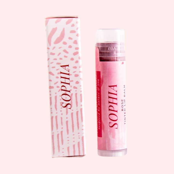 Rose SOPHIA Tinted Lip Balm for wholesale by Honestly Margo