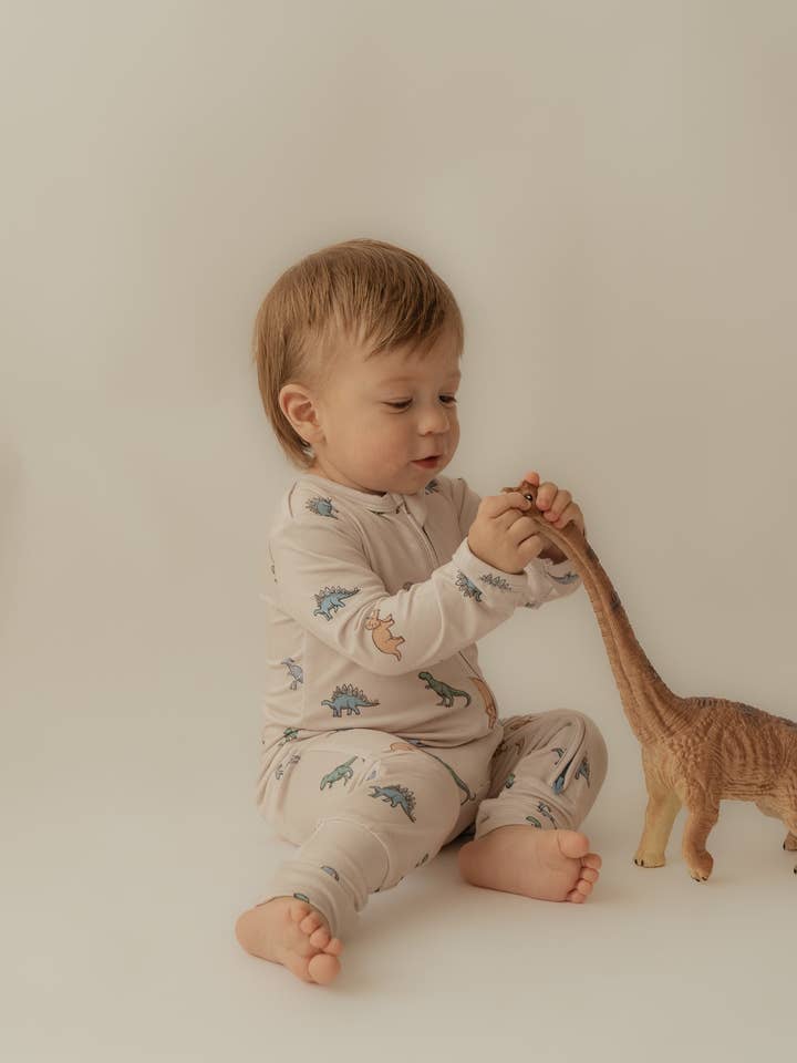 Annie Bean & Co - Wholesale Sleepsuit - Baby - Dinosaur | Bamboo Zip Romper1