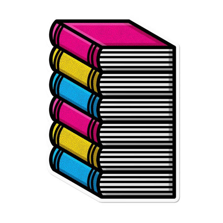 Panseksuele Stapel Boeken | LGBTQ Trots Lezer Boekenliefhebber Sticker voor wholesale door That Queer Card Co