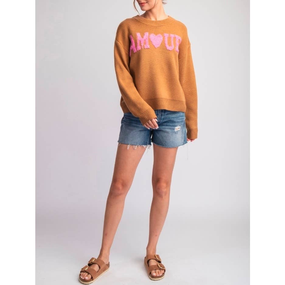 CAMEL 10416 AMOUR Long Sleeve Sweater Top for wholesale on Faire2