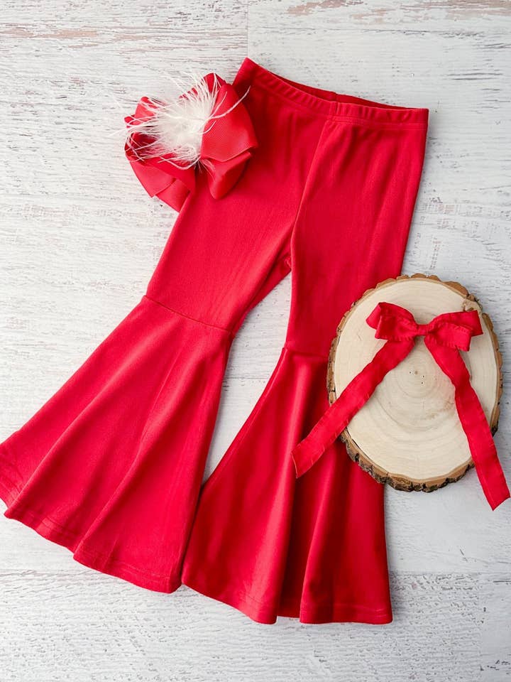 The Hair Bow Company - Vente Pantalon – enfant - Bas de cloche en velours rouge