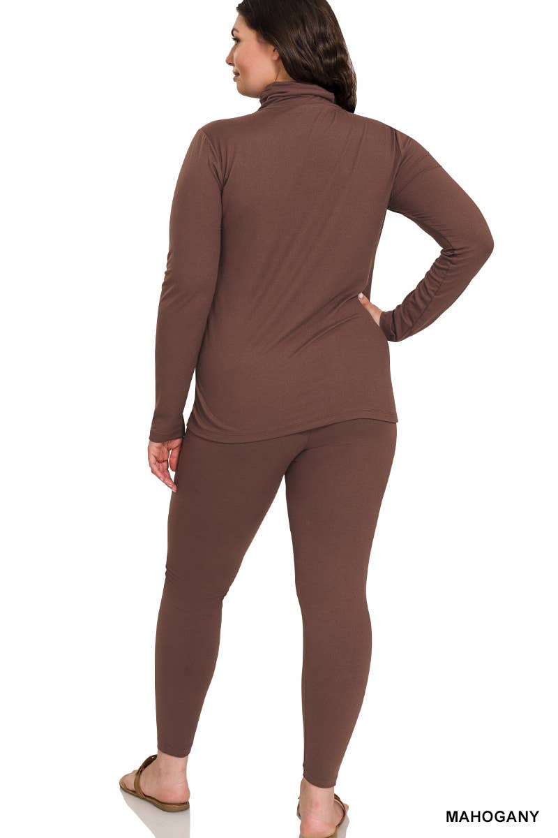 DK GROEN Plus Microfiber Mock Neck Top en Leggings Set voor groothandel op Faire1