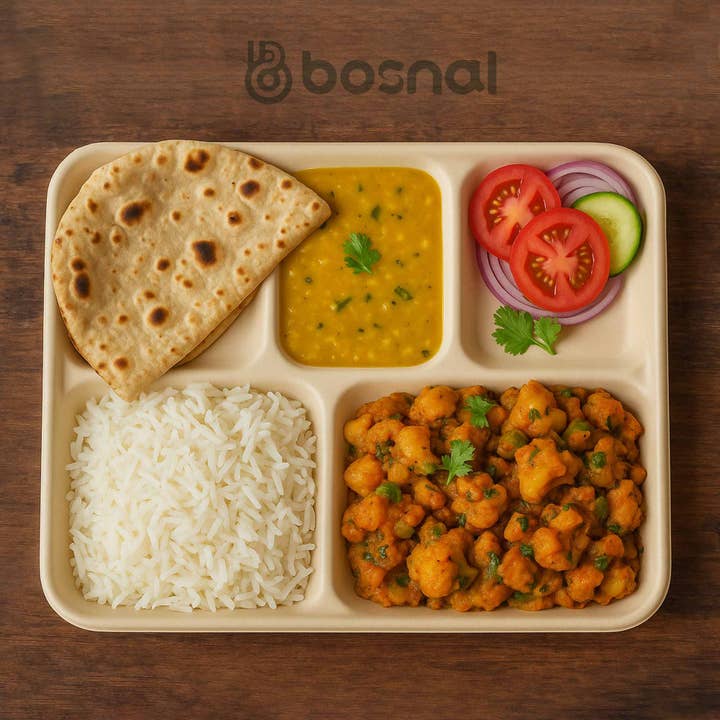 Bosnal - Bagasse 5-Compartment 10 inch Rectangle Trays for wholesale by Bosnal