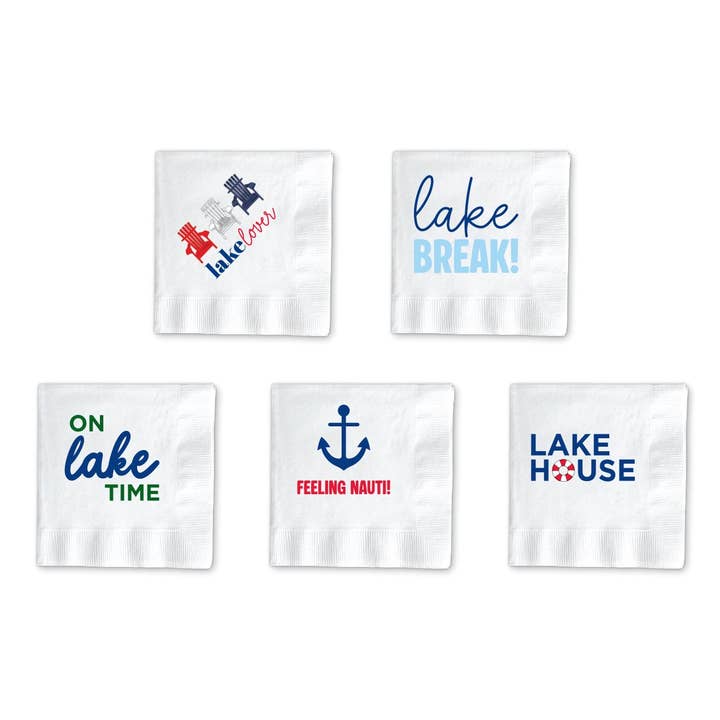 LAKE THEMED COCKTAIL NAPKINS for wholesale by Donovan Designs