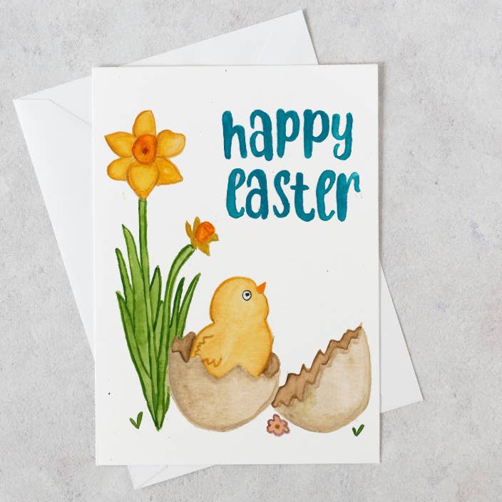 Baby Chick - Happy Easter Card for wholesale by Wild Juniper Art Studio