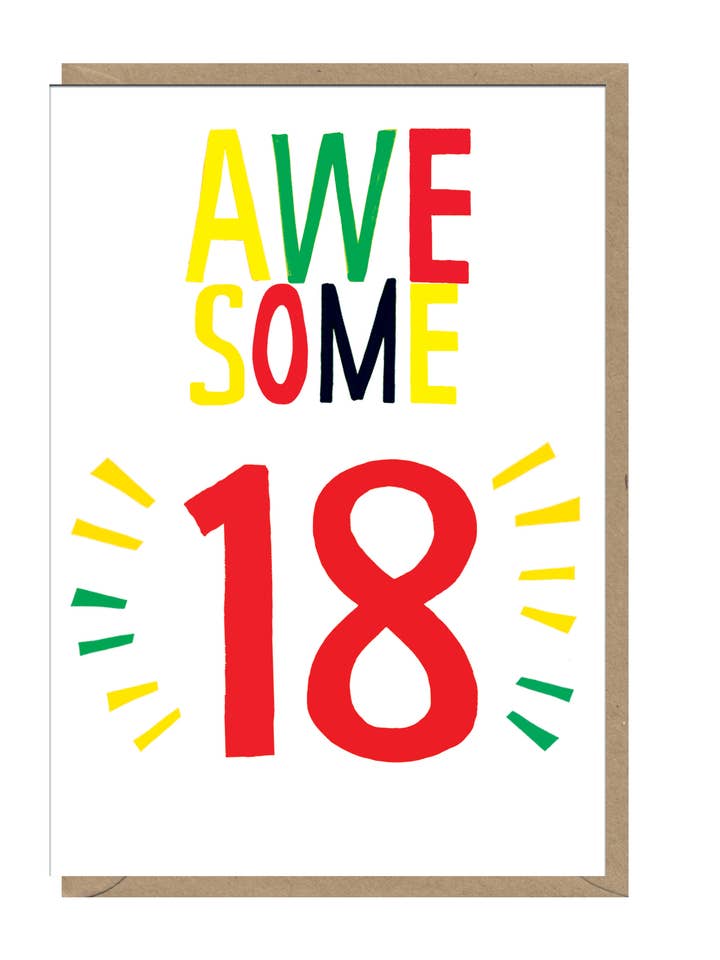 Awesome 18 - Verjaardagskaart met neonletters voor wholesale door Earlybird Designs