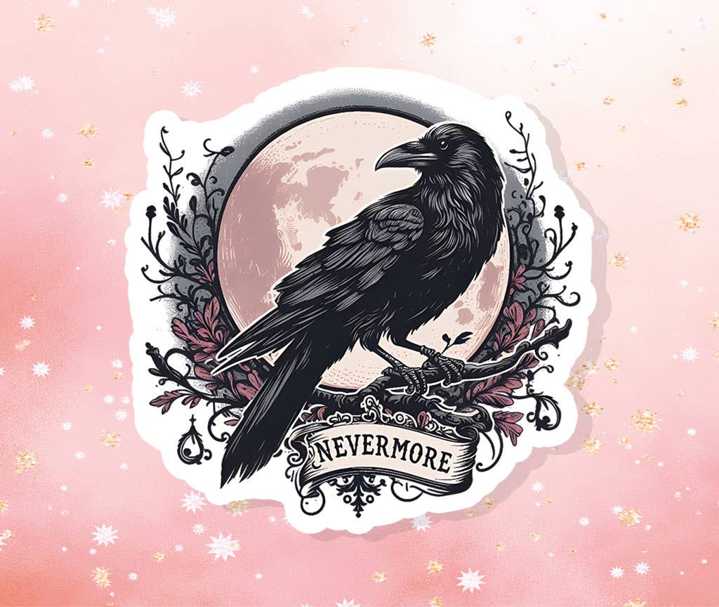 London Luxury Candles - Wholesale Sticker - Nevermore Raven Moon Gothic Vinyl Sticker Witch Halloween