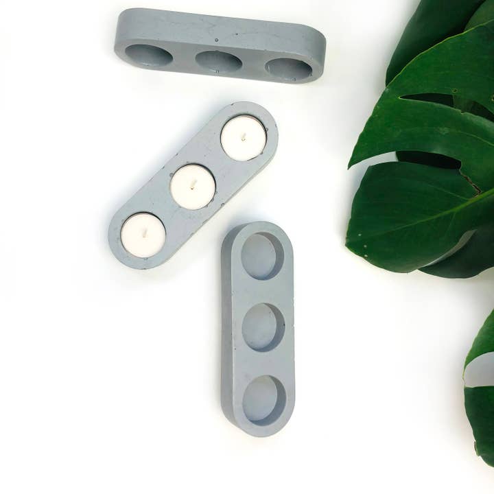Known Goods Co. – Suporte de vela por atacado – Porta-Velas de Chá Concrete Trio2
