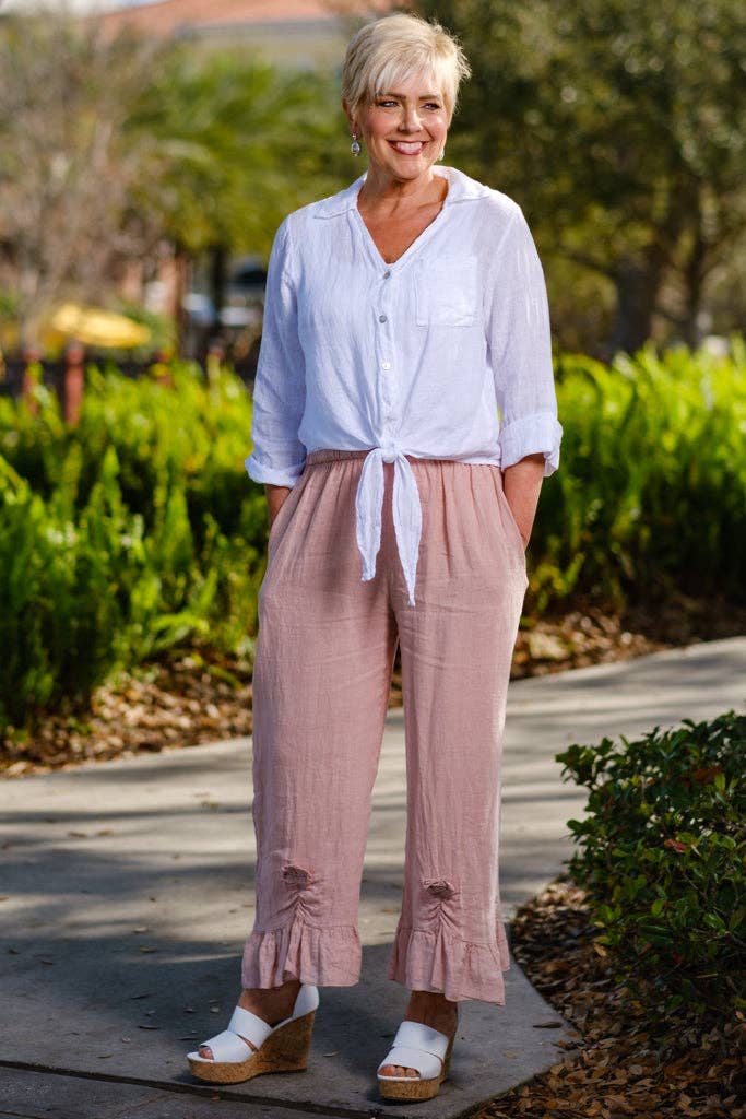 TINA Stephens Italy/Tees By Tina - Venta al por mayor Pantalones - Mujer - Pantalón de lino Desiree Rosette hasta el tobillo (PL158)14