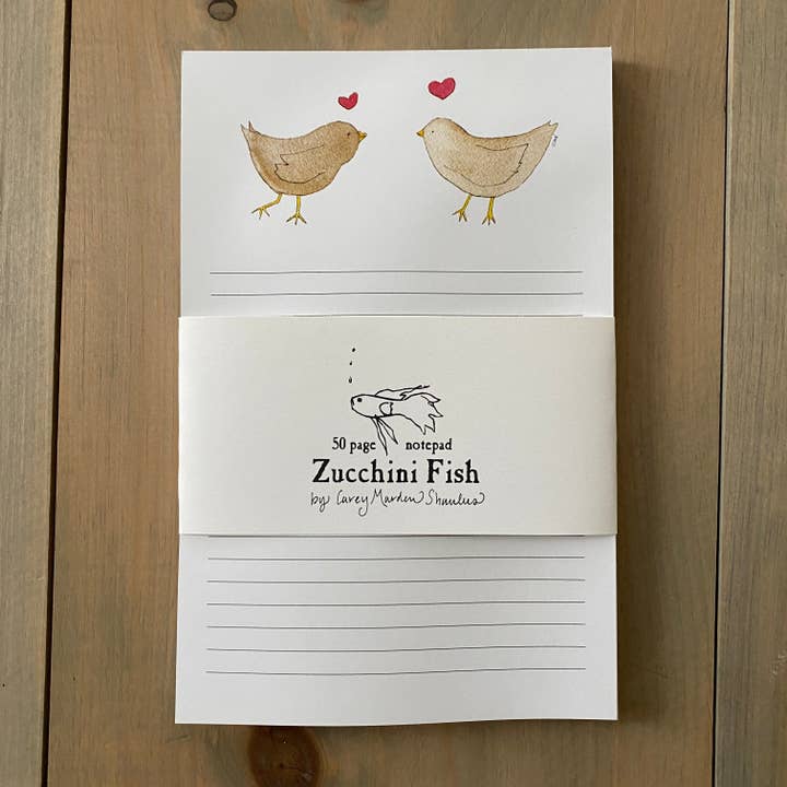 Sparrow Love Notepad for wholesale by Zucchini Fish