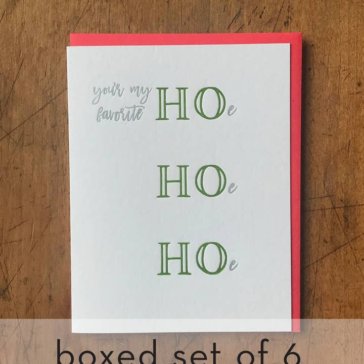 Letterpress PDX - Wholesale Season's Greetings Card - You're My Favorite Hoe Holiday Card - Box of 60
