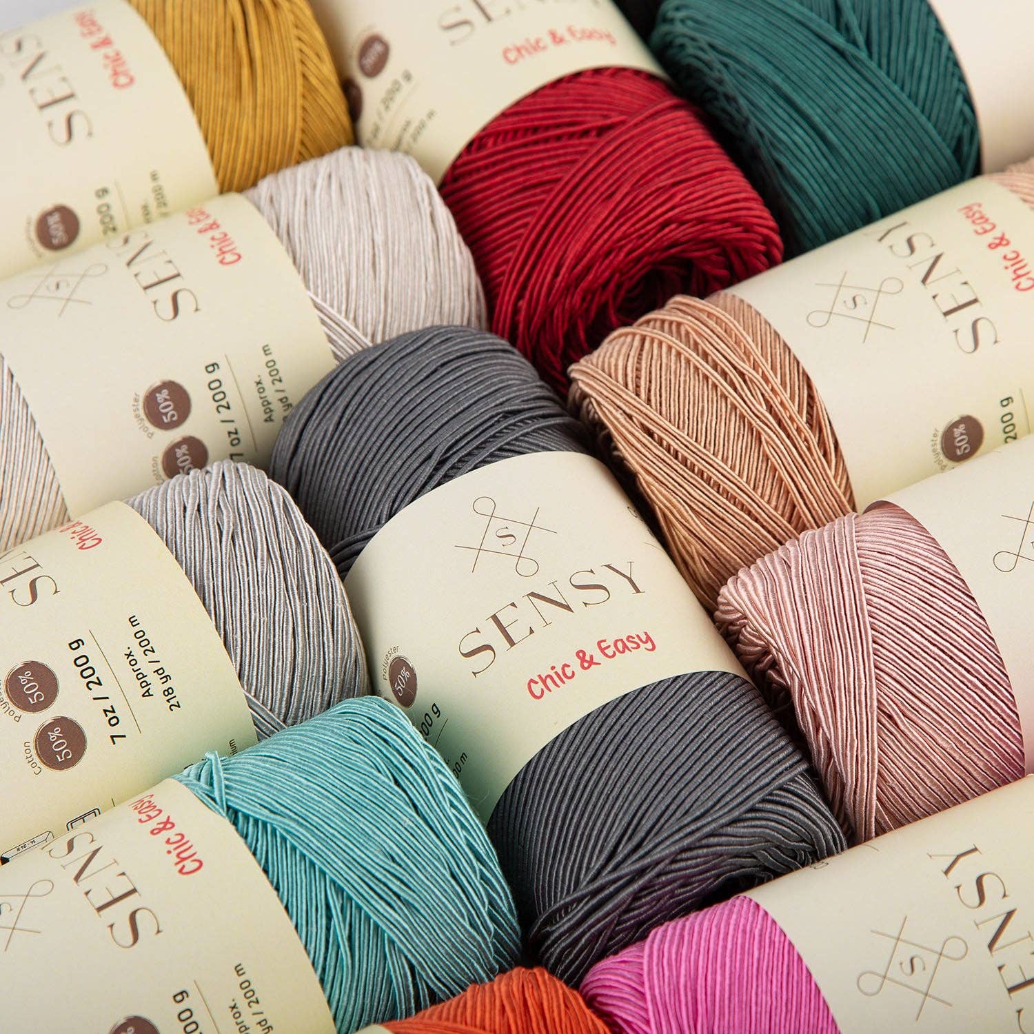 Sensy - Wholesale Yarn - Sensy Premium Chic & Easy 1.5mm 218 Yards 50% Cotton 50% Polyester Rope Crochet Bag Cord Crochet Thread32