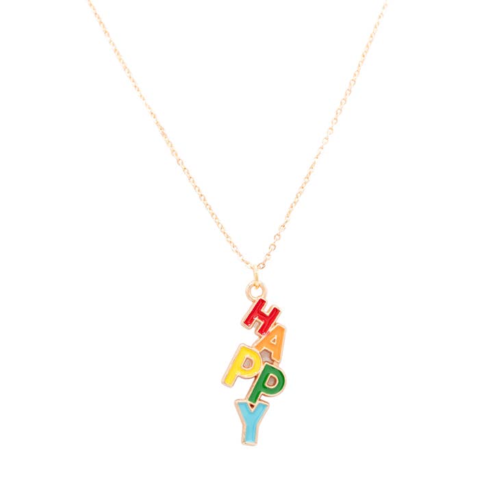Happy Necklace Word Pendant Charm Children's Gift Giving for wholesale by Rebecca Accessories LLC