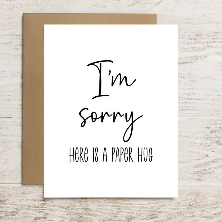 Sympathy Card – I’m Sorry, Here’s a Paper Hug for You for wholesale by North Star Rustics Greetings