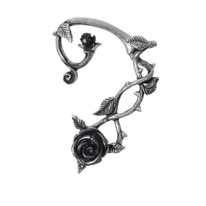 Wild Black Rose Ear Wrap (Single Ear-Wrap Earring) for wholesale by Alchemy England (Euro)