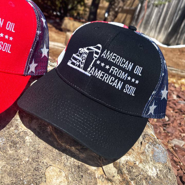 Buckin Barn Wholesale – Engroshandel Trucker hat - Dame – Amerikansk olie fra amerikansk jord hat sort0
