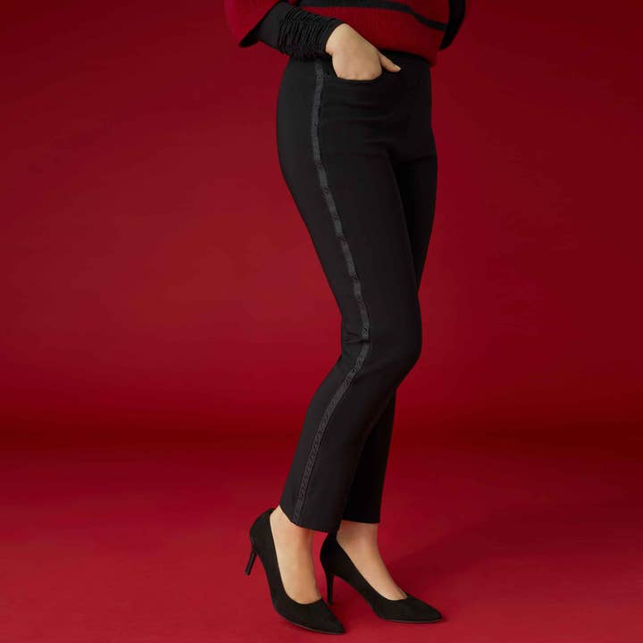 Black Georgie Tuxedo Side Stripe Bottom for wholesale on Faire