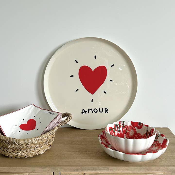 Opjet Paris - Wholesale Platter - Round black heart tray assorted D35 H2cm5