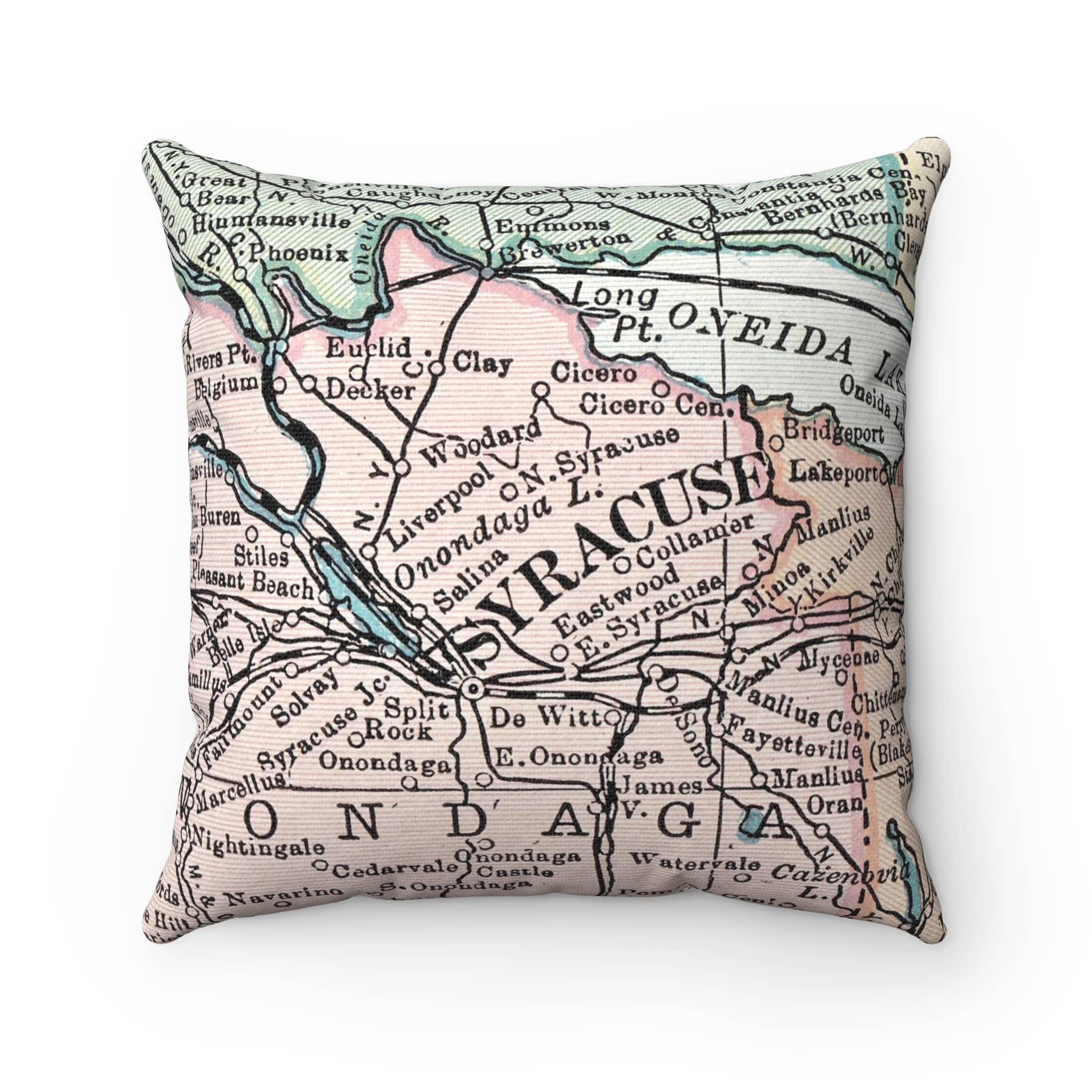 Daisy Mae Designs - Wholesale Throw/Decorative Pillow - Syracuse New York Map Pillow – 18" Square Throw Pillow0