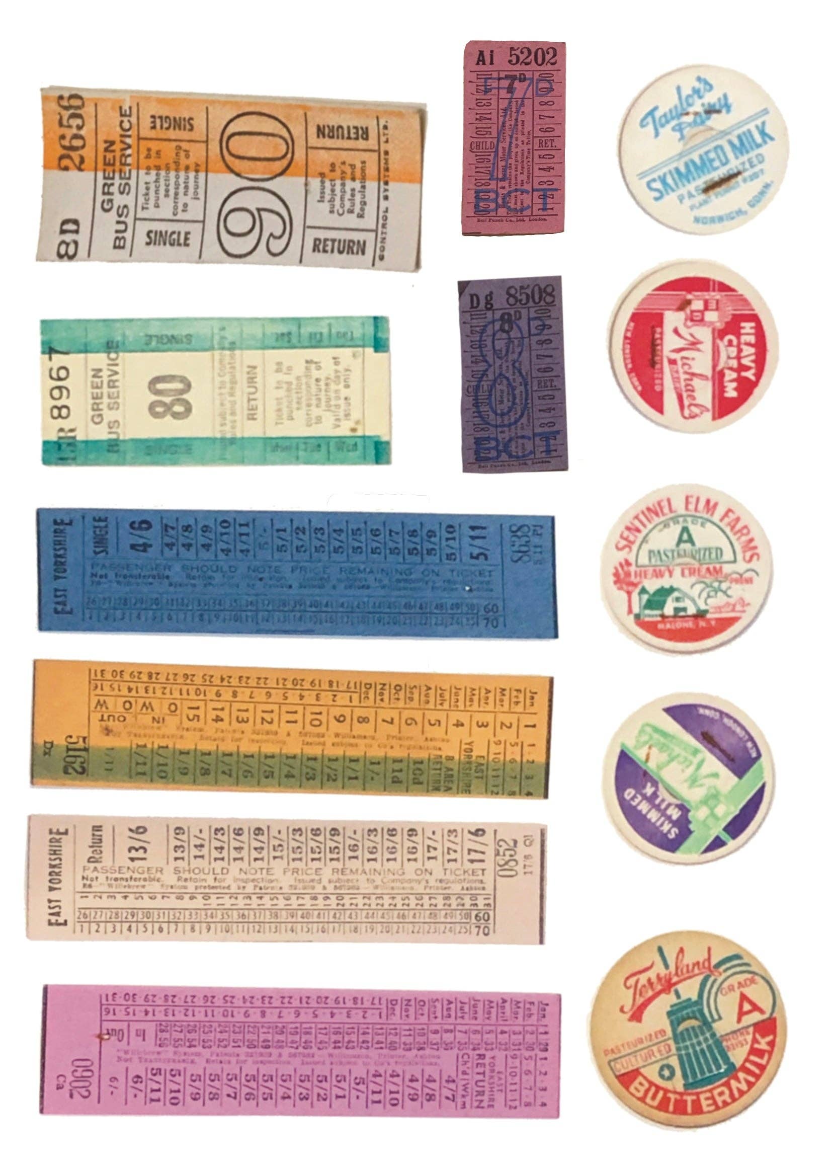 Little Forest Shop - Wholesale Sticker - Vintage tickets 2 sheets - Rub-on / Transfer Stickers 027 and 0281