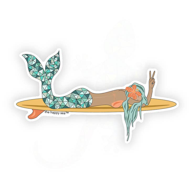 4" Mermaid On Board Vinyl Sticker for wholesale by The Happy Sea