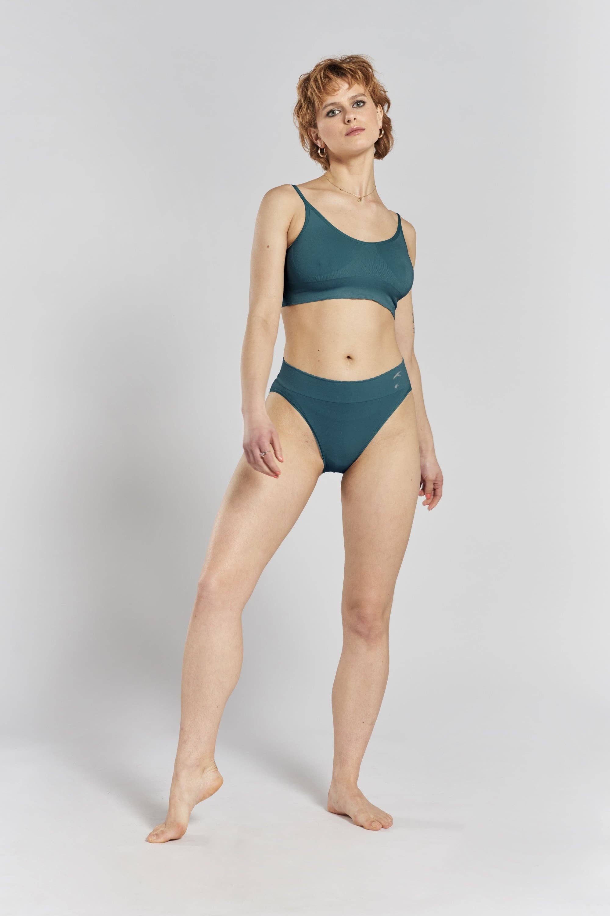 Bleu Seabed Bralette en bambou extensible sans couture Acacia - Bleu Seabed en vente sur Faire0