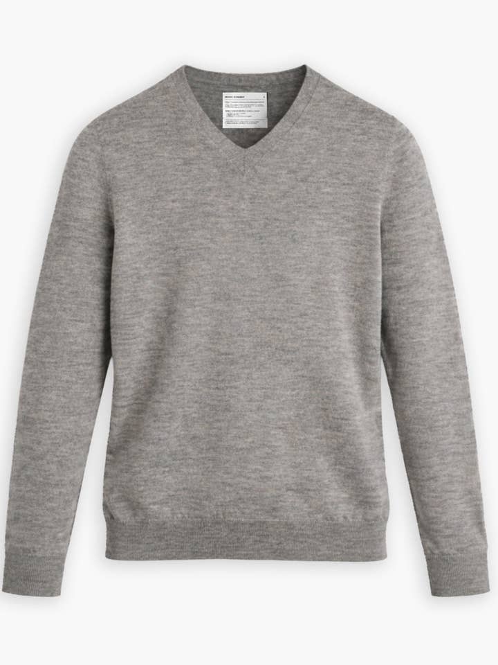 Herren Reise Merino V-Ausschnitt Pullover - Hellgrau für den Großhandel von Ministry Of Supply