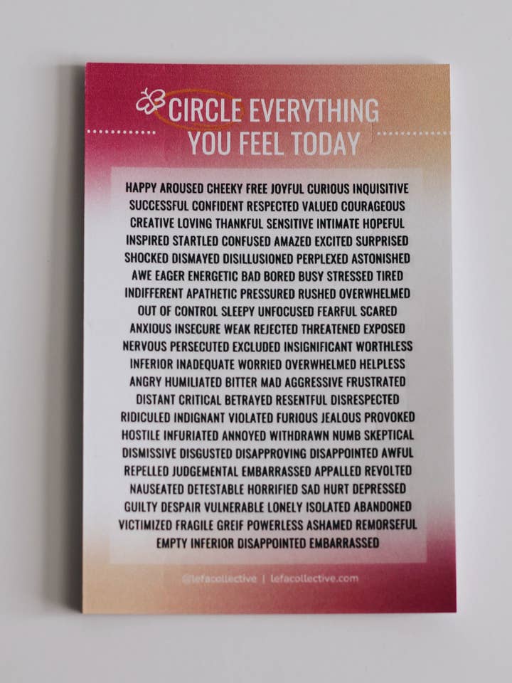 Følelser Arbejdsark Sticky Pad for engroshandel hos LEFA Collective