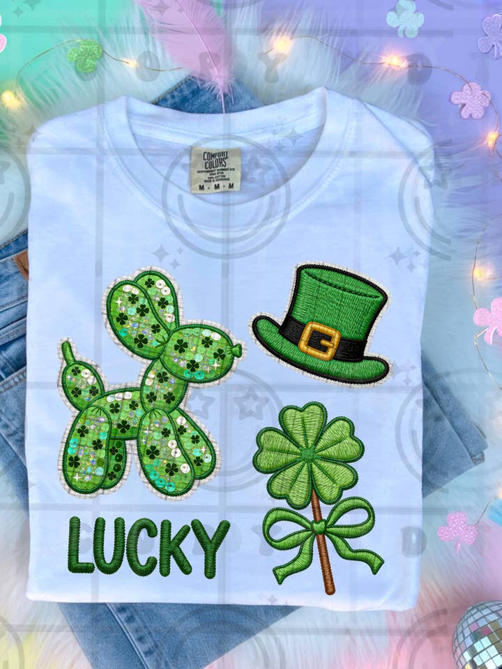 Camiseta gráfica de falso bordado de San Patricio afortunado para venta al por mayor de Leighton Allan Wholesale